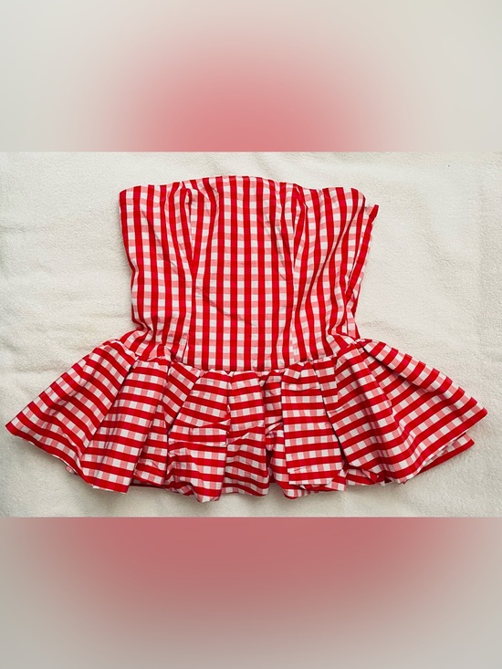 Na-Kd Tops - NWT NAKD Red Gingham Peplum Top